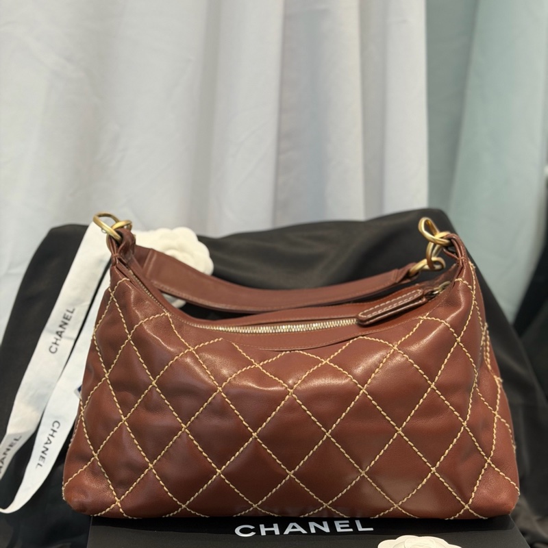 Chanel 香奈兒中古外縫線飯盒hobo手提鏈條包-9