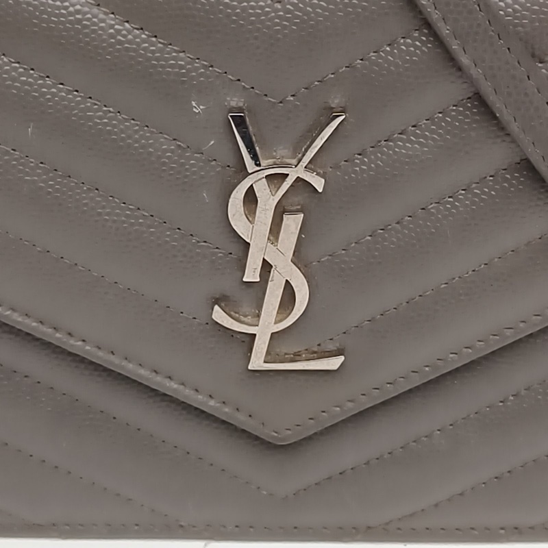 SAINT LAURENT CASSANDRA信封腋下包WocV紋灰色牛皮肩背包-4