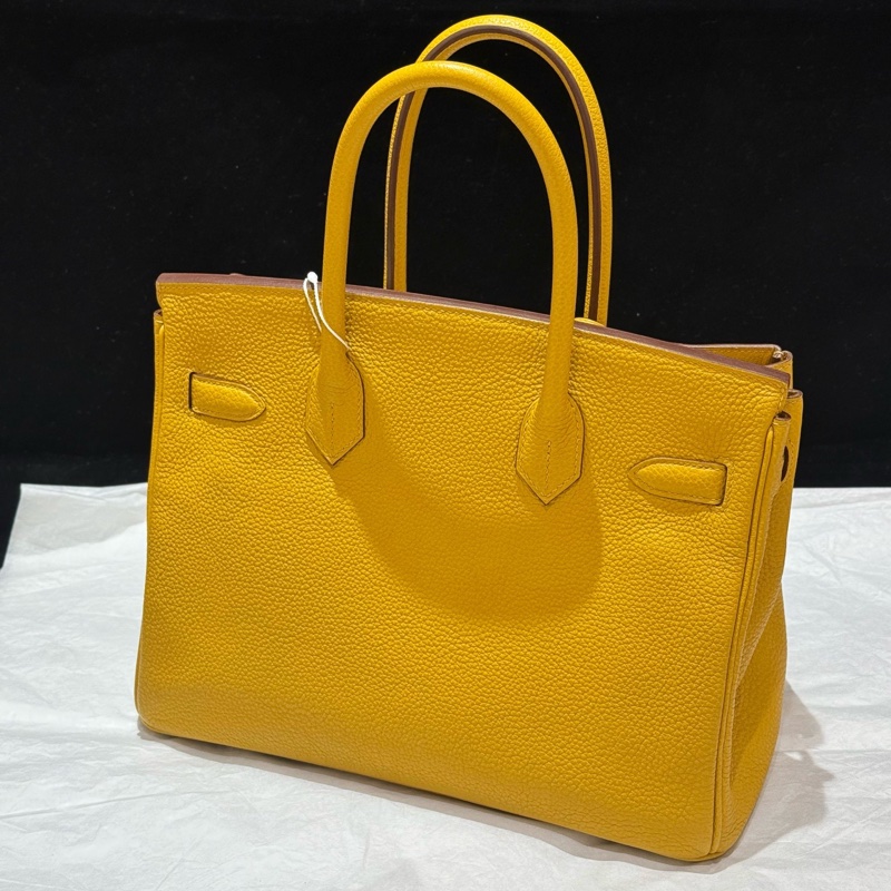 hermes/愛馬仕birkin30 鉑金包9d琥珀黃金扣 C刻-1