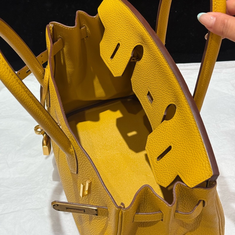 hermes/愛馬仕birkin30 鉑金包9d琥珀黃金扣 C刻-6