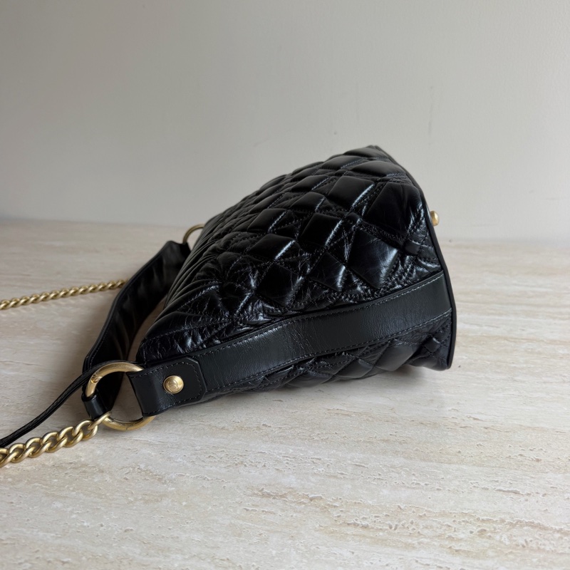 Chanel香奈兒黑色牛皮菱格鏈條包+28開 底長29cm-2