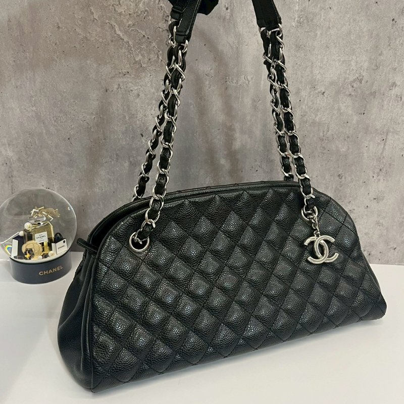 Chanel 保齡球包 黑銀-0