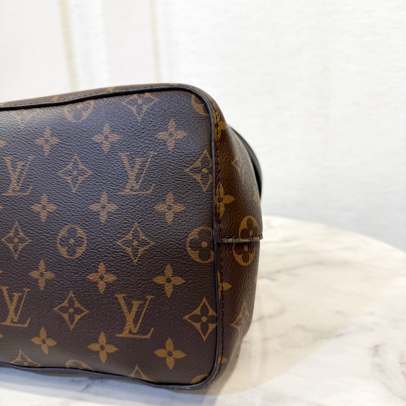 LV 原花黑牛皮Neo Noe束口肩斜背水桶包-8