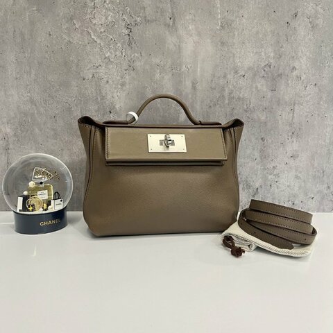 Hermes 2424 mini 大象灰 銀釦 B刻 Evercolor皮 全配有購證+鑑定書