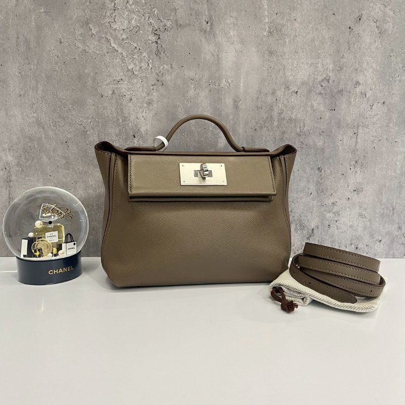 Hermes 2424 mini 大象灰 銀釦 B刻 Evercolor皮 全配有購證+鑑定書-0