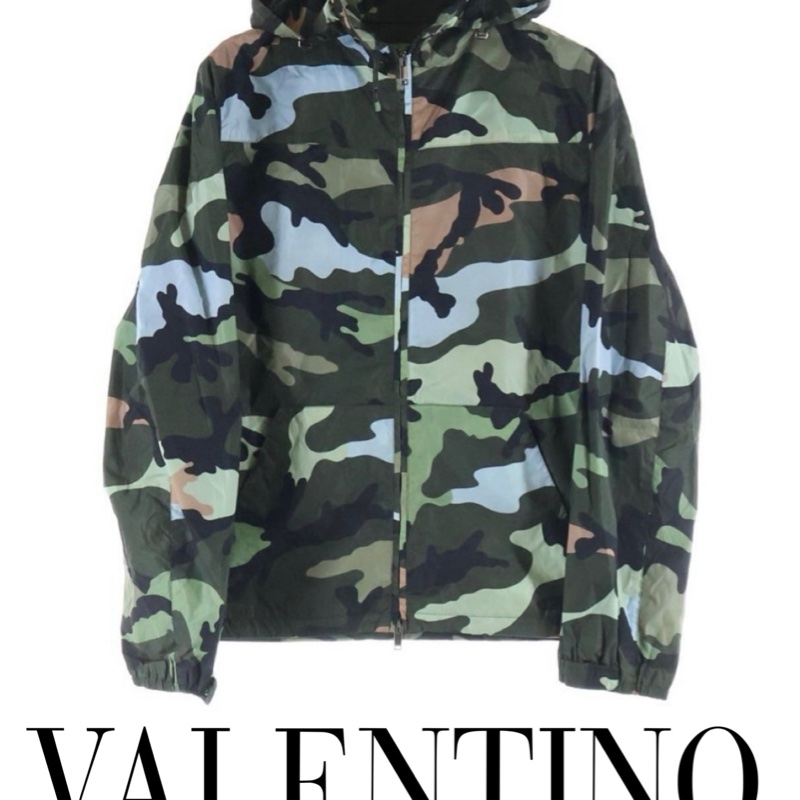絕版 9成新 Valentino 迷彩連帽尼龍外套-0