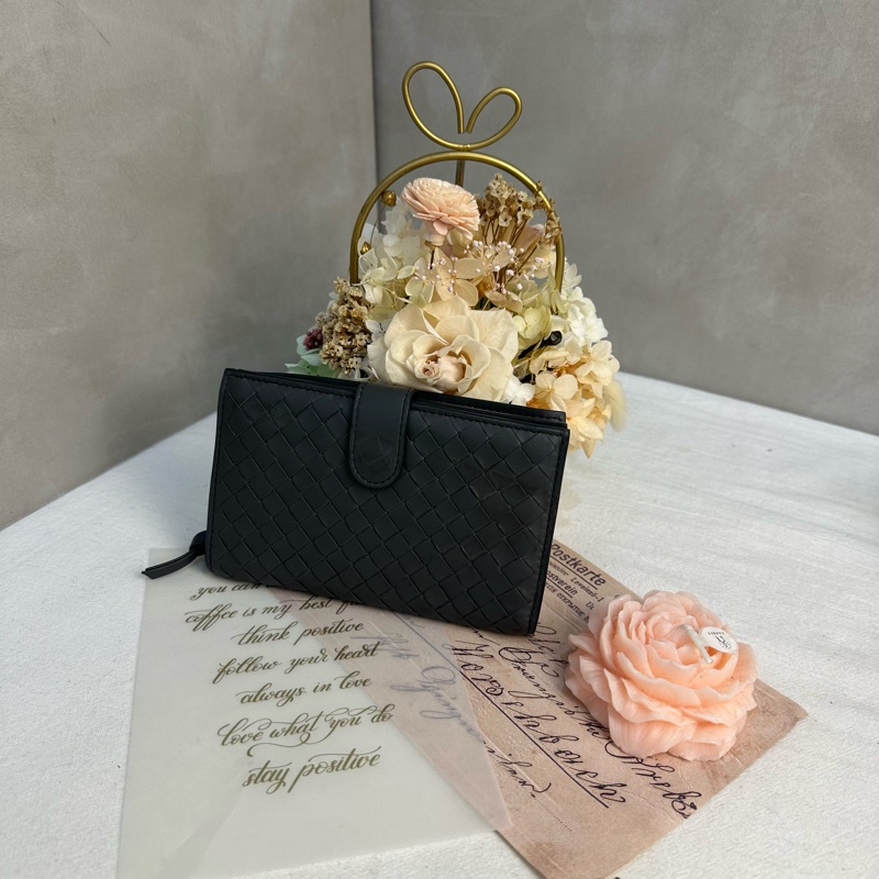 【赫蒂國際精品】Bottega Veneta 經典小羊皮手工編織扣式皮夾 vintage 中古 二手-1