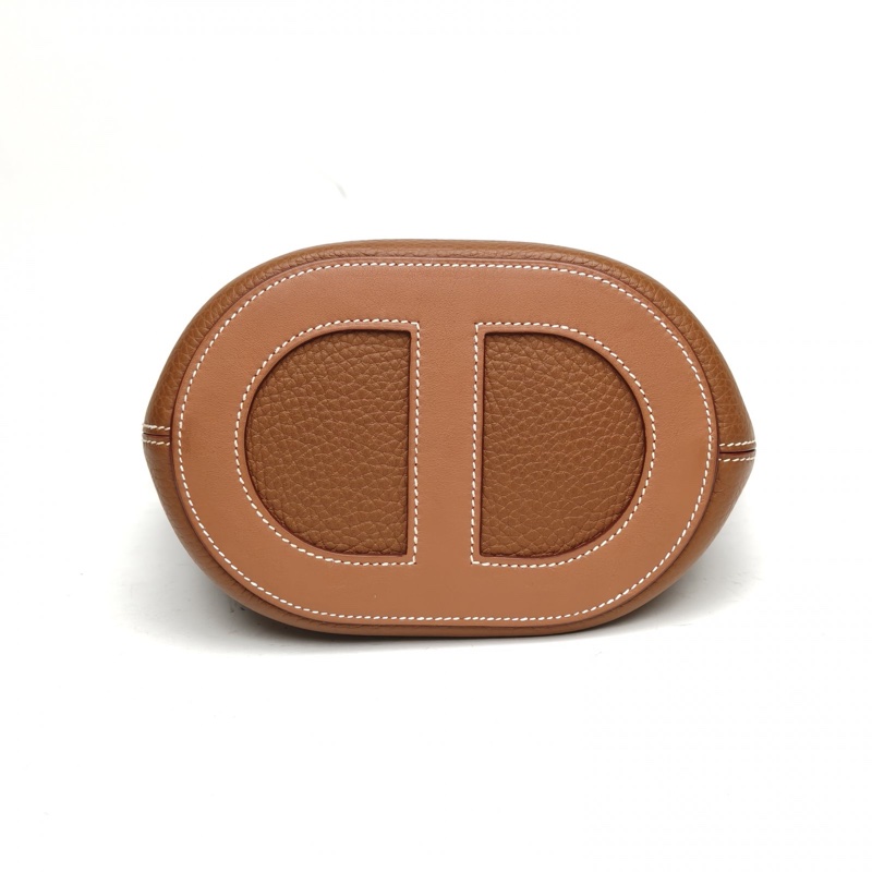 HERMES InTheLoop豬鼻子菜籃子金棕色TC皮B刻銀扣手提包-3