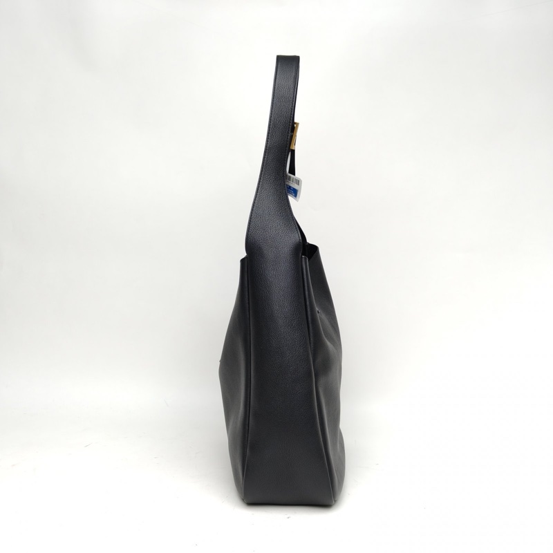 SAINT LAURENT LE5À7HOBO大號黑色牛皮金扣肩背包-1