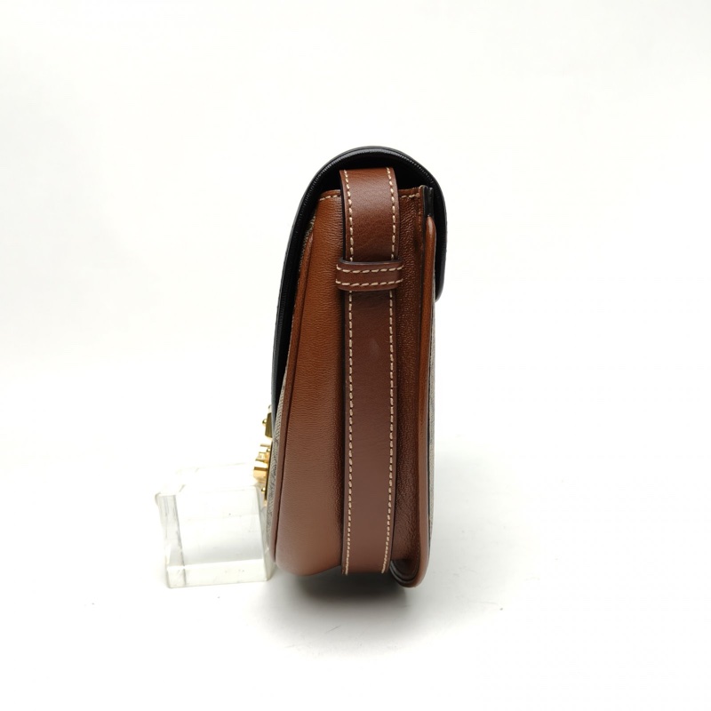 GUCCI Padlock鎖頭包馬鞍包中號黑色牛皮金扣肩背包-1