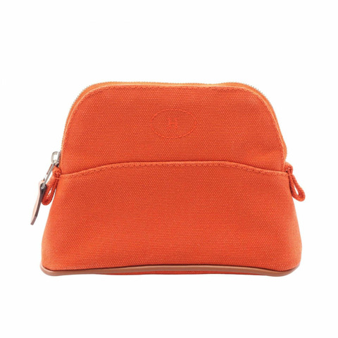 愛馬仕 Bolide Pouch 15 迷你手提包，帆布皮革，女士，橙棕色，H103772M 02