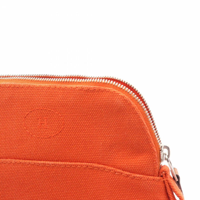 愛馬仕 Bolide Pouch 15 迷你手提包,帆布皮革,女士,橙棕色,H103772M 02-4