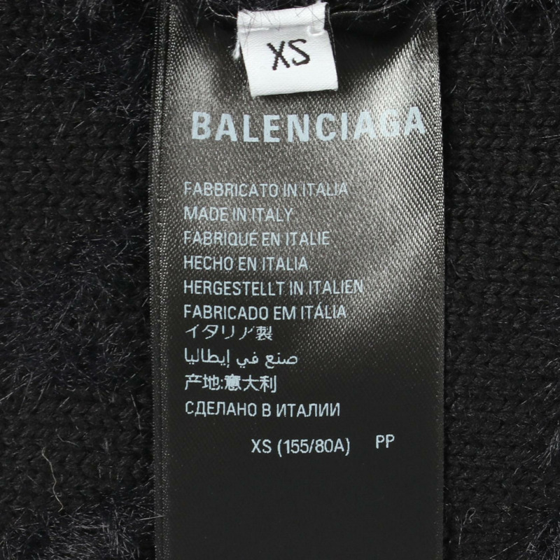 BALENCIAGA Logo印花開襟衫 769146 羊毛尼龍黑色海軍藍二手女款-4