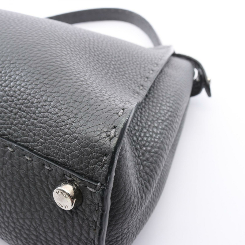 FENDI Peekaboo Regular Selleria 2WAY 單肩手提包 8BN290 皮革 灰色 二手-4