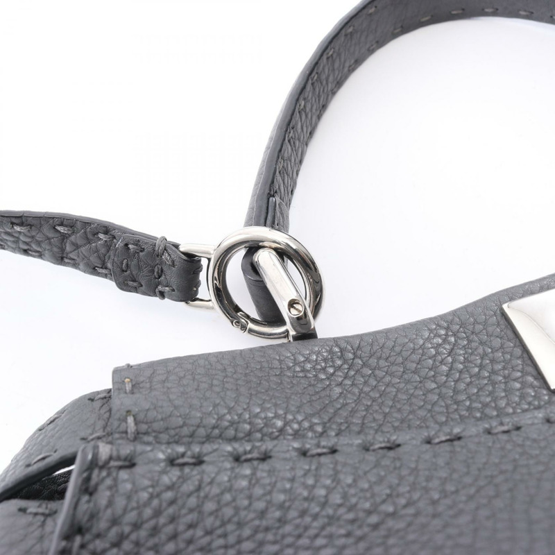 FENDI Peekaboo Regular Selleria 2WAY 單肩手提包 8BN290 皮革 灰色 二手-6