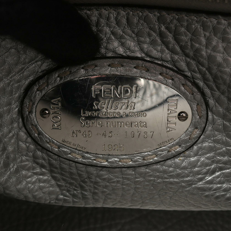 FENDI Peekaboo Regular Selleria 2WAY 手提包 8BN290 皮革 銀色 二手 女士-3