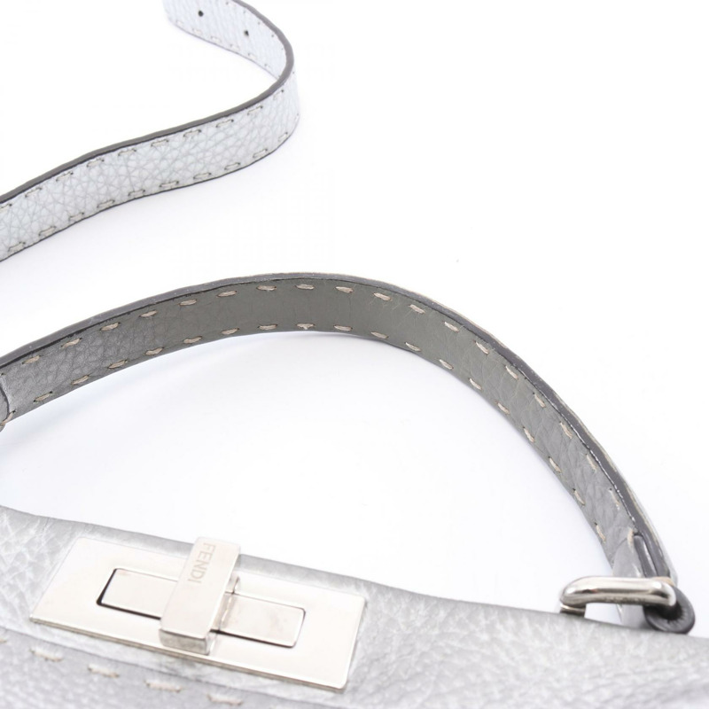 FENDI Peekaboo Regular Selleria 2WAY 手提包 8BN290 皮革 銀色 二手 女士-9