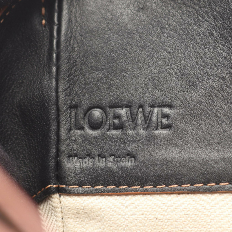 LOEWE Hammock抽繩迷你兩用單肩手提包,米色/黑色皮革,二手-3