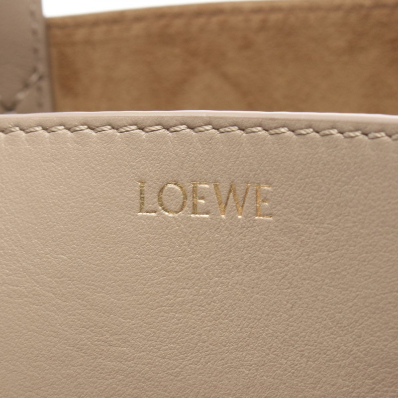 LOEWE Puzzle Fold Mini 2WAY 單肩手提包 A657V25X01 皮革 米色 二手 女士-3