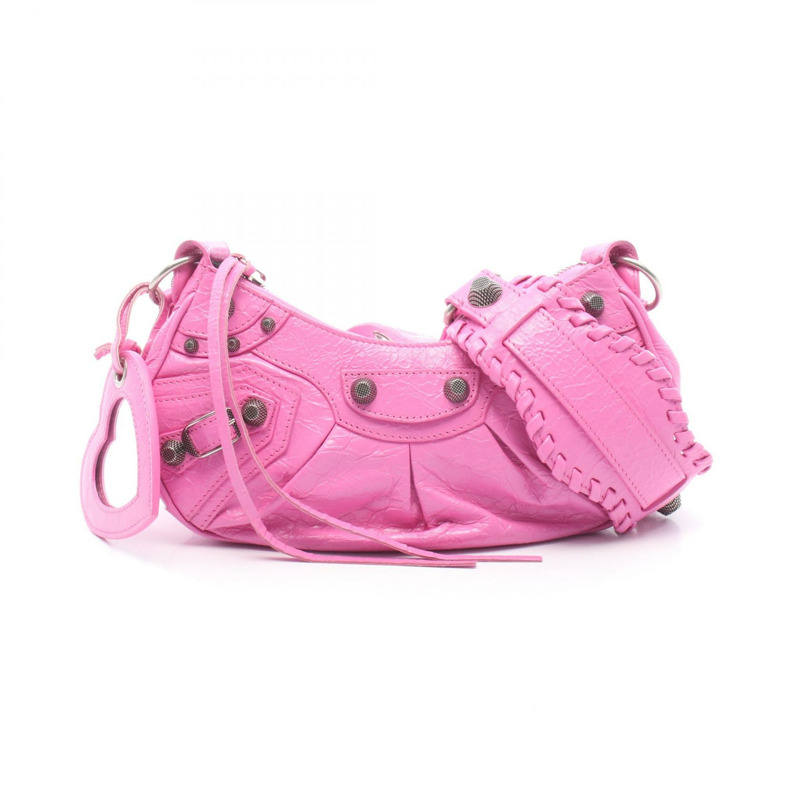 BALENCIAGA LE CAGOLE 粉紅皮革肩背包（二手女）-0