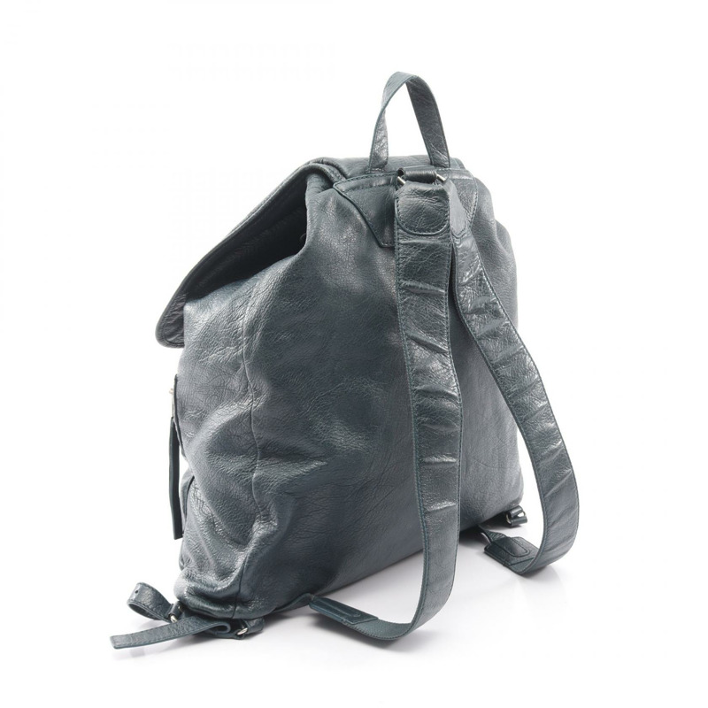 BALENCIAGA 旅行者雙肩包,綠色皮革,二手,男女通用-1