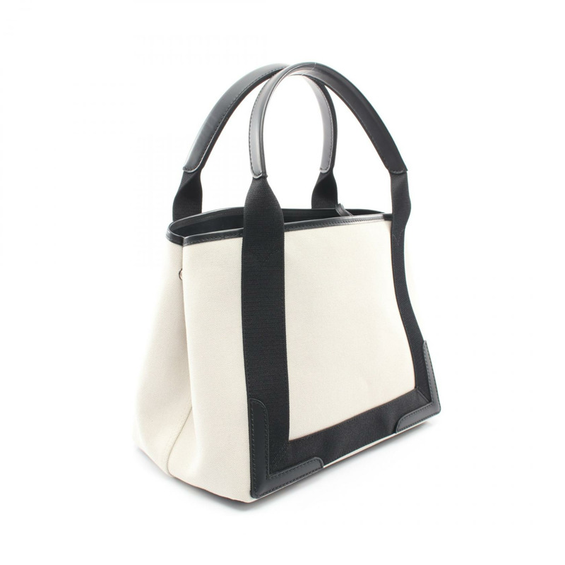 BALENCIAGA 海軍藍 CABAS S 手提包 339933 帆布皮革 白色 黑色 二手 女士-1