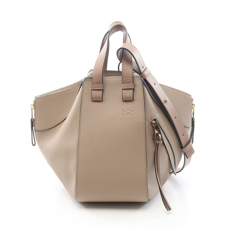 LOEWE Hammock Bag 小號兩用單肩手提包 A538S35X51 皮革 米色 二手-0