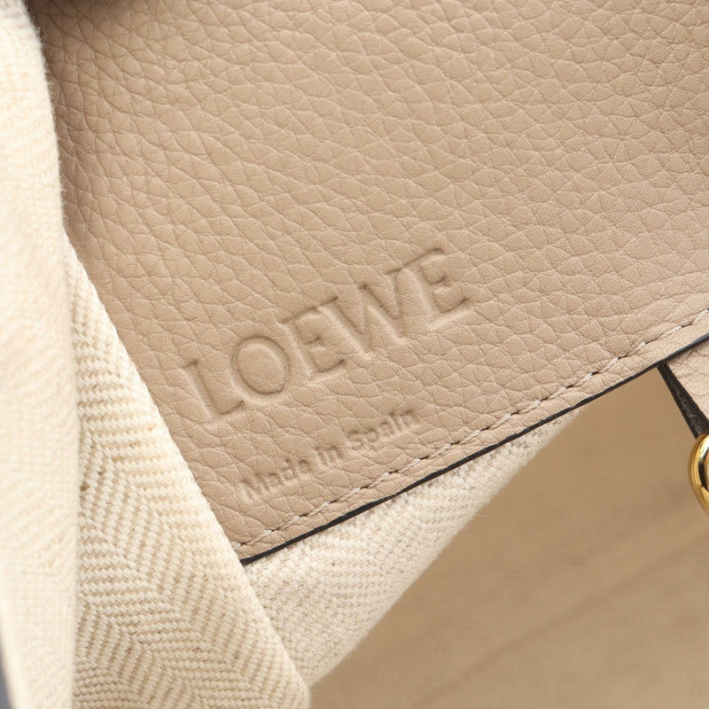 LOEWE Hammock Bag 小號兩用單肩手提包 A538S35X51 皮革 米色 二手-3