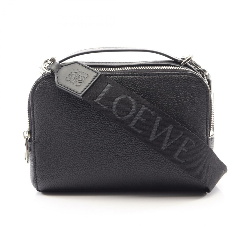 LOEWE 斜背相機包迷你兩用手提包 C660R41X02 黑色皮革二手-0