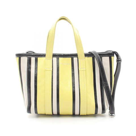BALENCIAGA Barbes 2WAY 手提包 671404 皮革 黃黑白 二手 女士