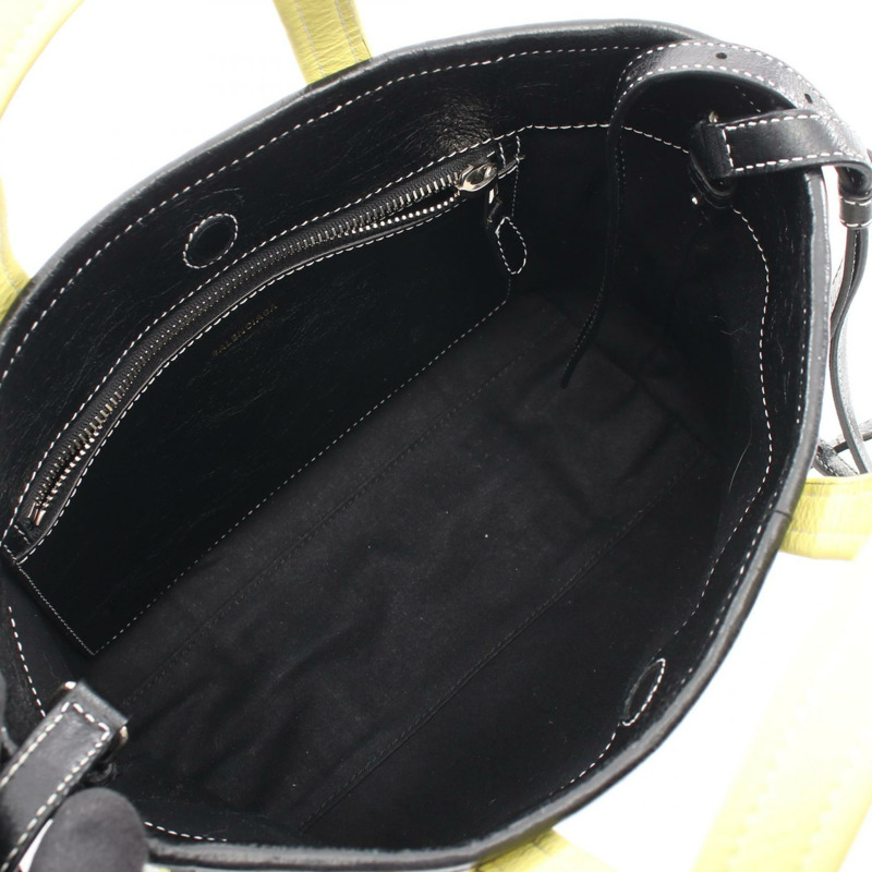 BALENCIAGA Barbes 2WAY 手提包 671404 皮革 黃黑白 二手 女士-2