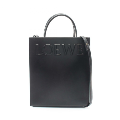 LOEWE 標準 A4 兩用單肩托特包 A933R18X14 黑色皮革二手女款