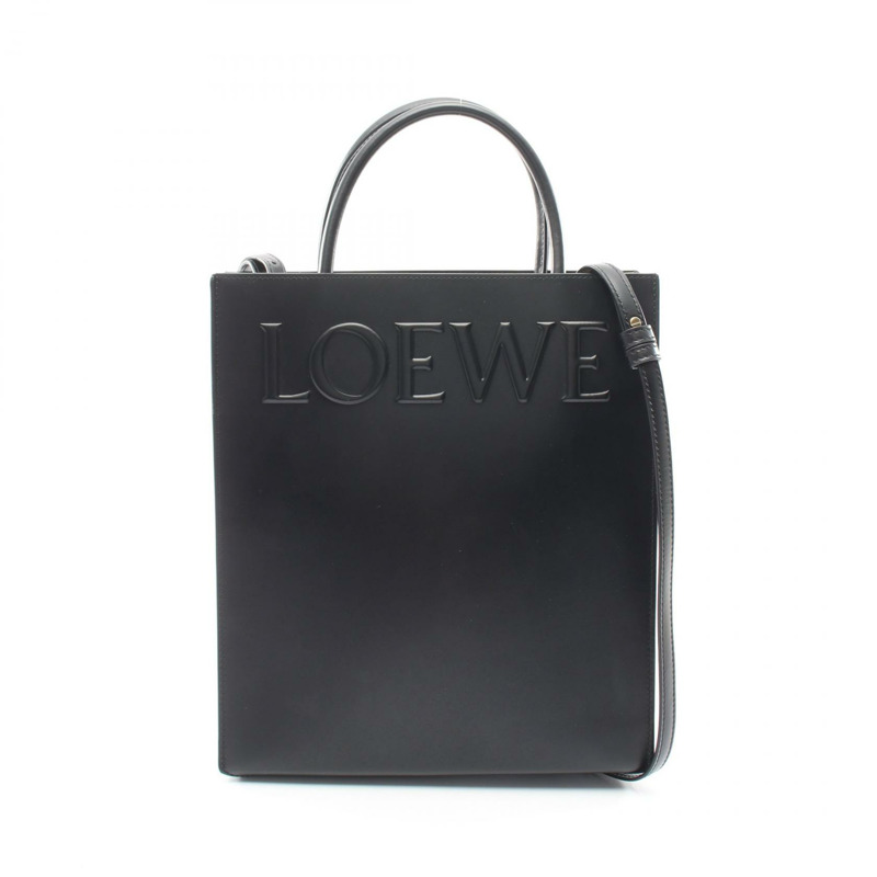 LOEWE 標準 A4 兩用單肩托特包 A933R18X14 黑色皮革二手女款-0