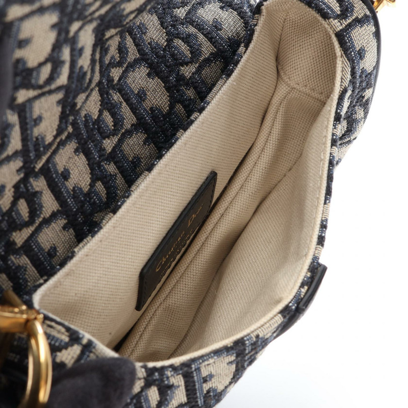Christian Dior Saddle Mini Oblique Jacquard 肩背包,帆布皮革,海軍藍-2