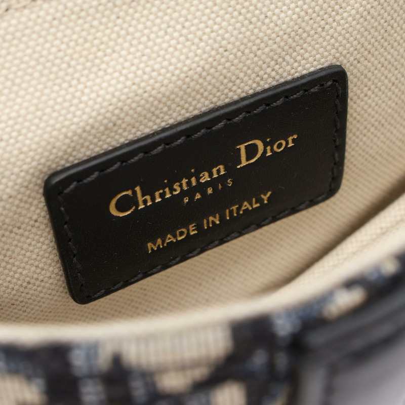 Christian Dior Saddle Mini Oblique Jacquard 肩背包,帆布皮革,海軍藍-3