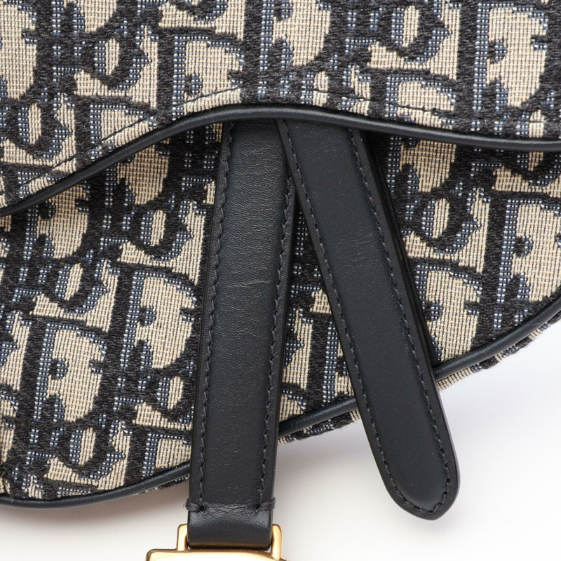Christian Dior Saddle Mini Oblique Jacquard 肩背包,帆布皮革,海軍藍-4