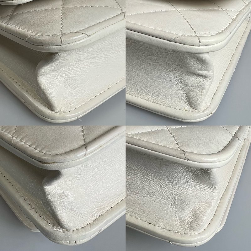CHANEL 季節款吊墜WOC 包羊皮白 AP350晶片款-16