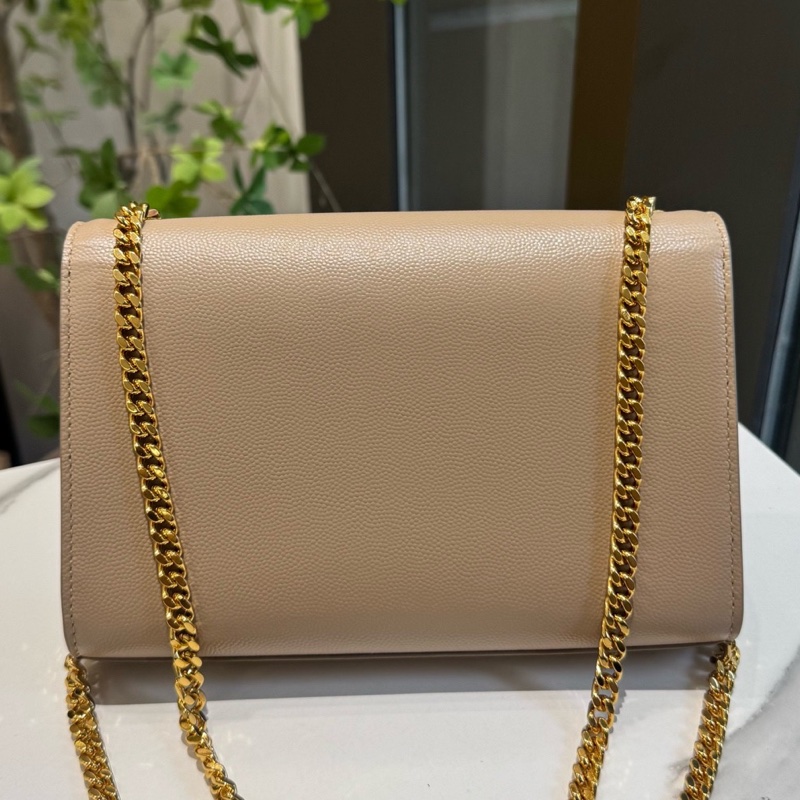 聖羅蘭ysl 奶茶色小號kate鏈條包斜挎包編碼-1