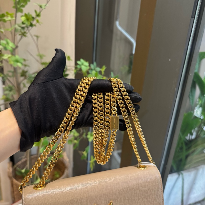聖羅蘭ysl 奶茶色小號kate鏈條包斜挎包編碼-7