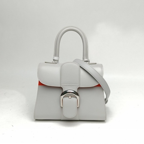 DELVAUX BOX皮BrillantMINI拼色牛皮銀扣肩背包
