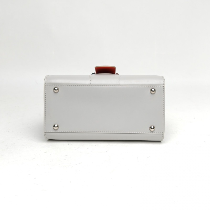 DELVAUX BOX皮BrillantMINI拼色牛皮銀扣肩背包-3