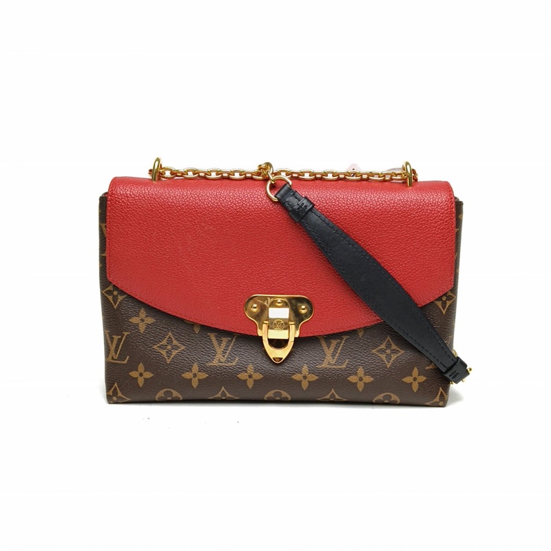 LOUIS VUITTON SAINTPLACIDE紅色牛皮/PVC金扣老花肩背包-0