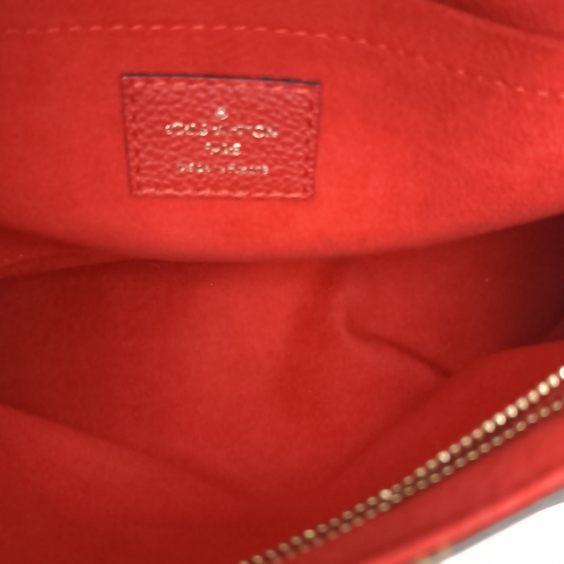 LOUIS VUITTON SAINTPLACIDE紅色牛皮/PVC金扣老花肩背包-5