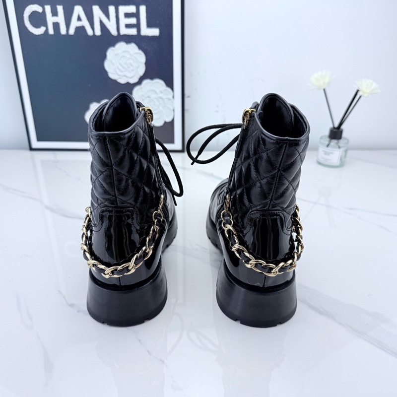 chanel香奈兒 黑金鍊條菱格紋短靴 35碼-2