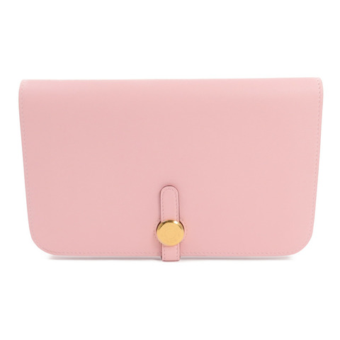HERMES Swift皮革Dogon GM長錢包Rose Sakura