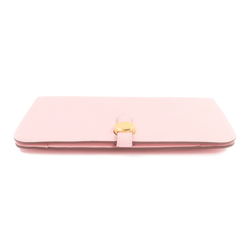 HERMES Swift皮革Dogon GM長錢包Rose Sakura-5