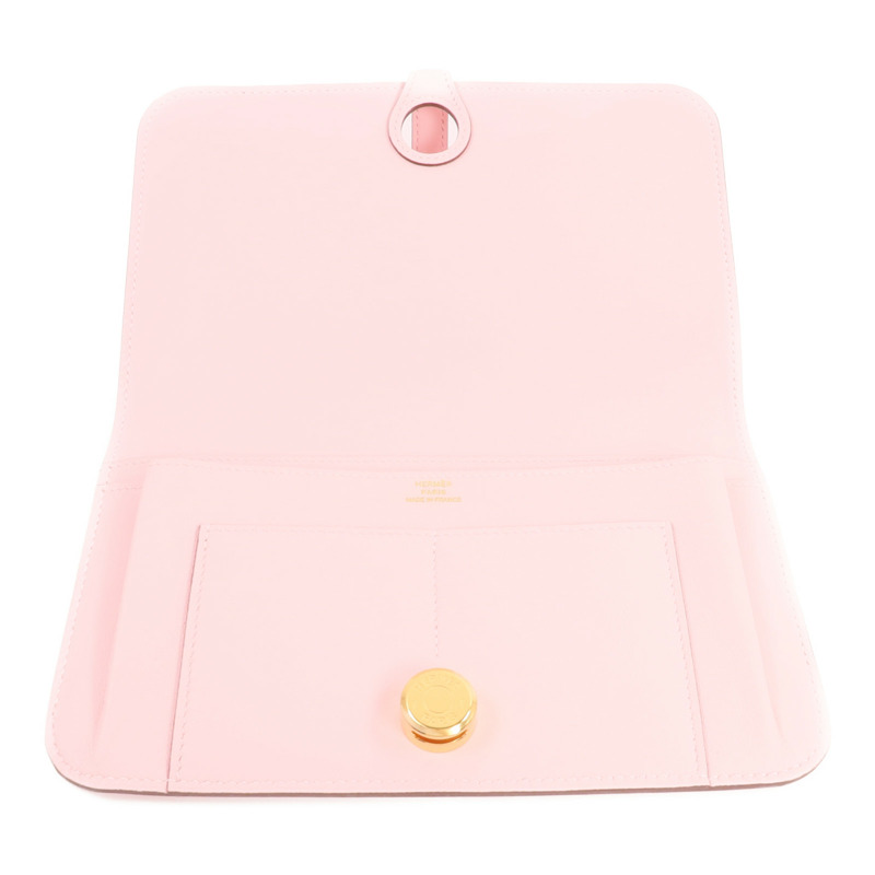HERMES Swift皮革Dogon GM長錢包Rose Sakura-6
