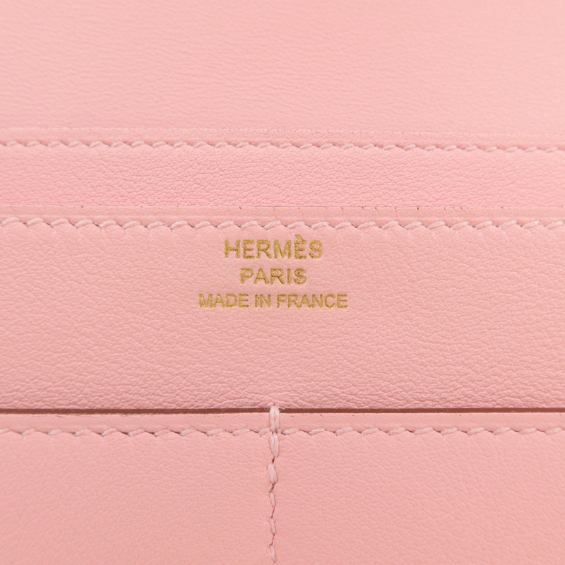 HERMES Swift皮革Dogon GM長錢包Rose Sakura-7