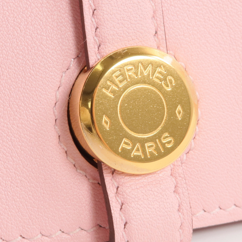 HERMES Swift皮革Dogon GM長錢包Rose Sakura-10