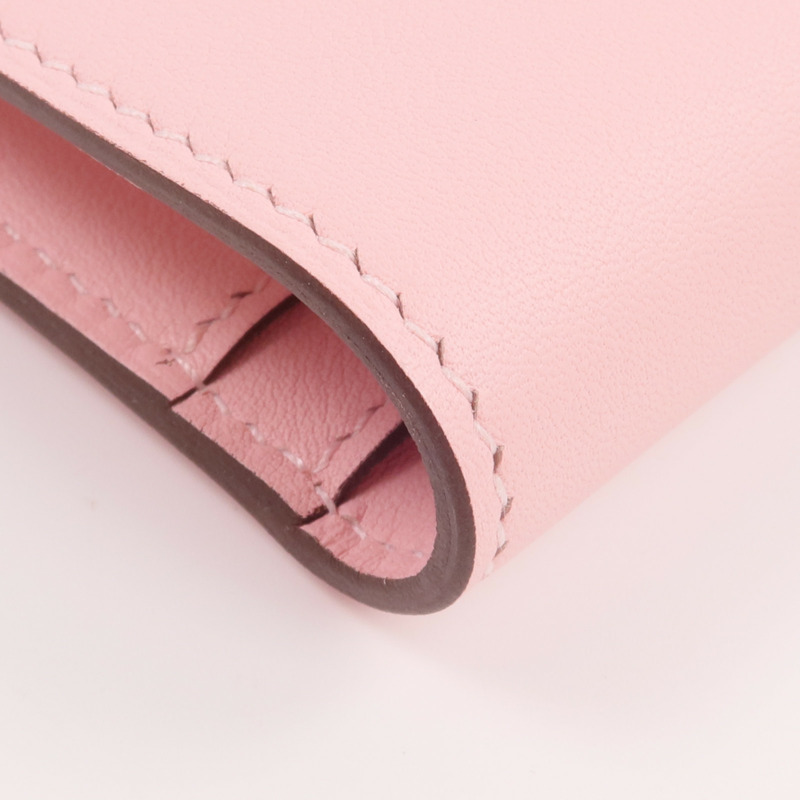 HERMES Swift皮革Dogon GM長錢包Rose Sakura-13